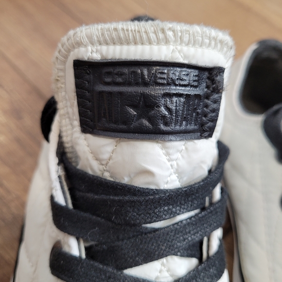 Converse Chuck Taylor Ox diamond Quilted Nylon White Black lined sneakers W 6 - Picture 3 of 16